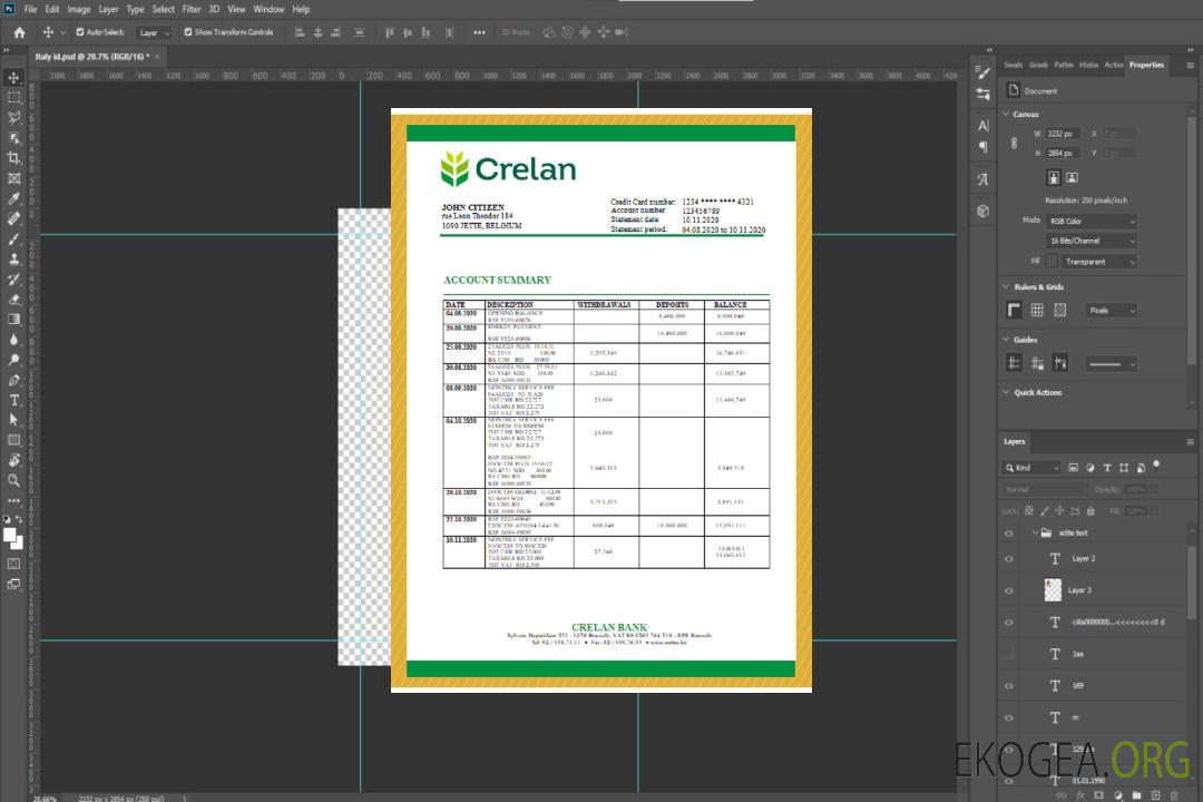 Modèle de relevé bancaire Belgique Crelan au format Word et PDF template Modèle de relevé bancaire Belgique Crelan au format Word et PDF template